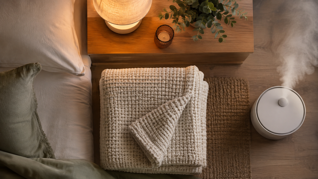 calm evening wind-down routine with humidifier for better nighttime breathing