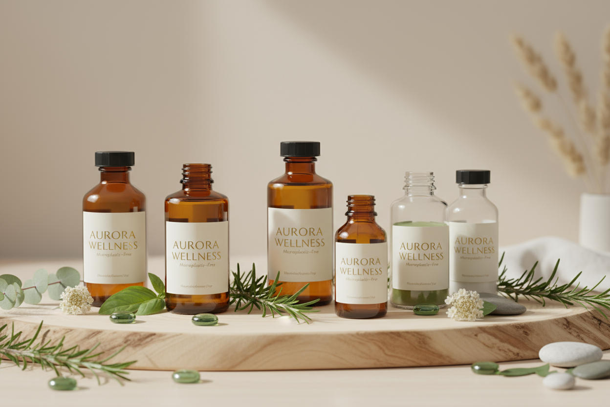 Create an image for Wellness First
We empower people to care for their health using simple, natural tools packaging in glass bottles, minimizing excess microplastics.